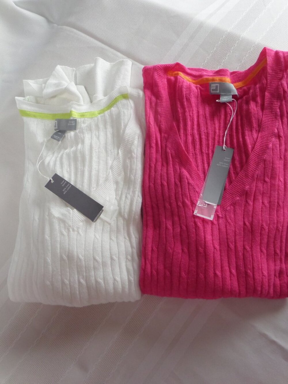 JCP Lot of Two Woman's Linen Blend Thin 3/4S Sweater Tops Size SL NWT